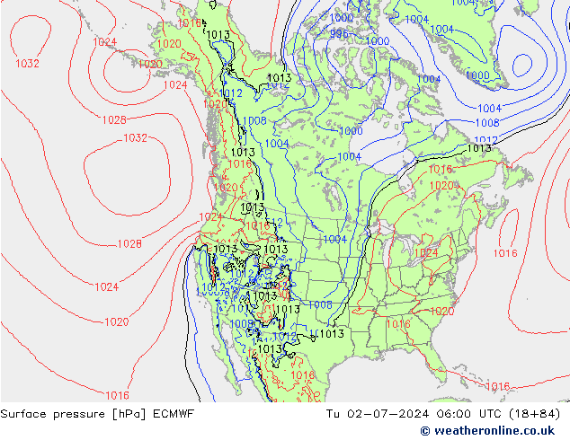 地面气压 ECMWF 星期二 02.07.2024 06 UTC