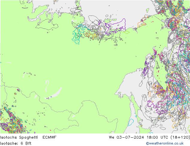 Isotachen Spaghetti ECMWF wo 03.07.2024 18 UTC