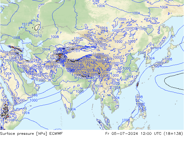 Luchtdruk (Grond) ECMWF vr 05.07.2024 12 UTC