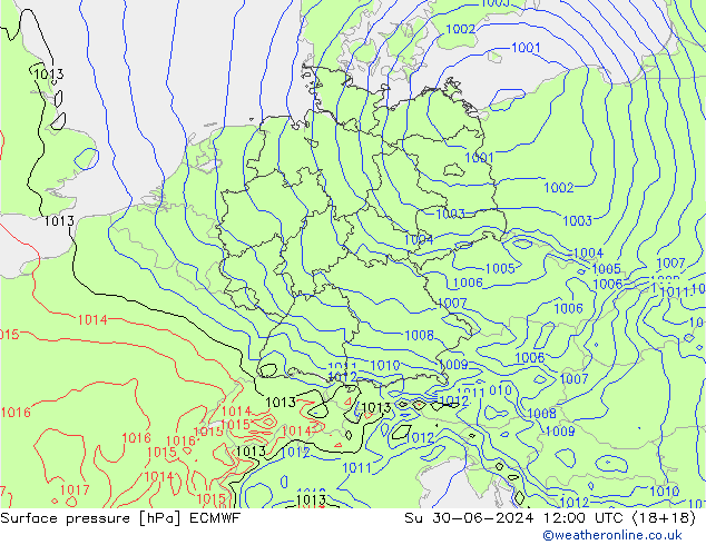 地面气压 ECMWF 星期日 30.06.2024 12 UTC