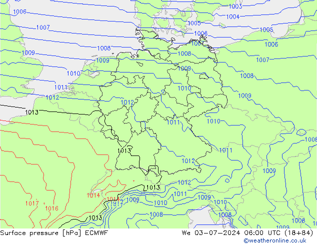 Luchtdruk (Grond) ECMWF wo 03.07.2024 06 UTC