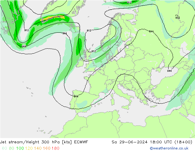 高速氣流 ECMWF 星期六 29.06.2024 18 UTC