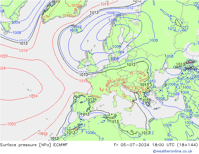 Luchtdruk (Grond) ECMWF vr 05.07.2024 18 UTC