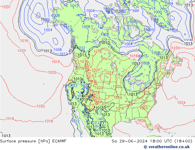 地面气压 ECMWF 星期六 29.06.2024 18 UTC