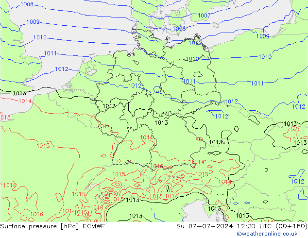 Luchtdruk (Grond) ECMWF zo 07.07.2024 12 UTC