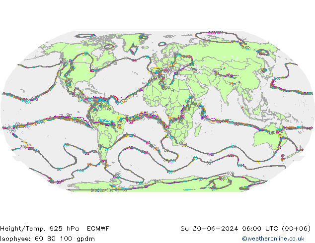Height/Temp. 925 hPa ECMWF 星期日 30.06.2024 06 UTC