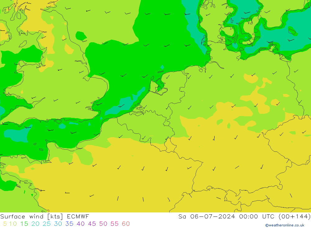风 10 米 ECMWF 星期六 06.07.2024 00 UTC