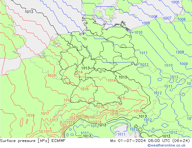 地面气压 ECMWF 星期一 01.07.2024 06 UTC