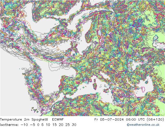 Temperatuurkaart Spaghetti ECMWF vr 05.07.2024 06 UTC