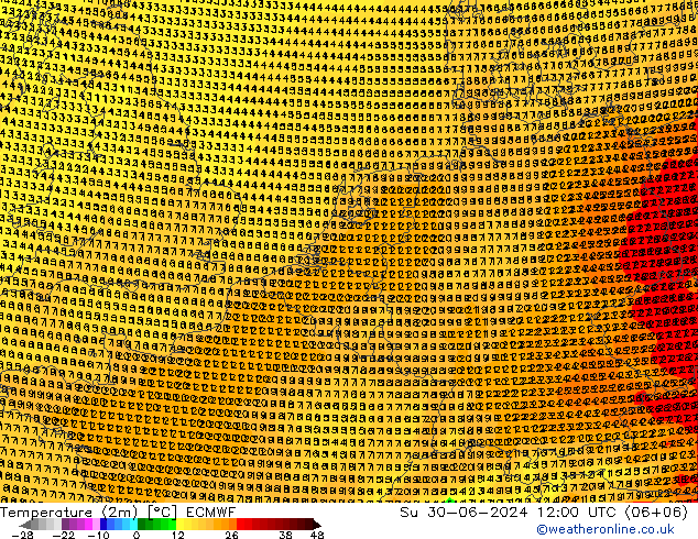 温度图 ECMWF 星期日 30.06.2024 12 UTC