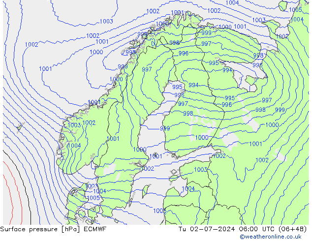 Luchtdruk (Grond) ECMWF di 02.07.2024 06 UTC