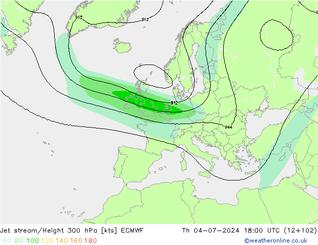 Straalstroom ECMWF do 04.07.2024 18 UTC