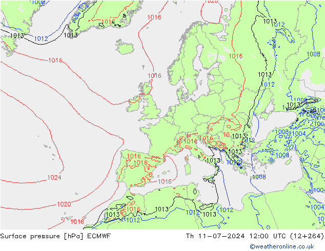 地面气压 ECMWF 星期四 11.07.2024 12 UTC