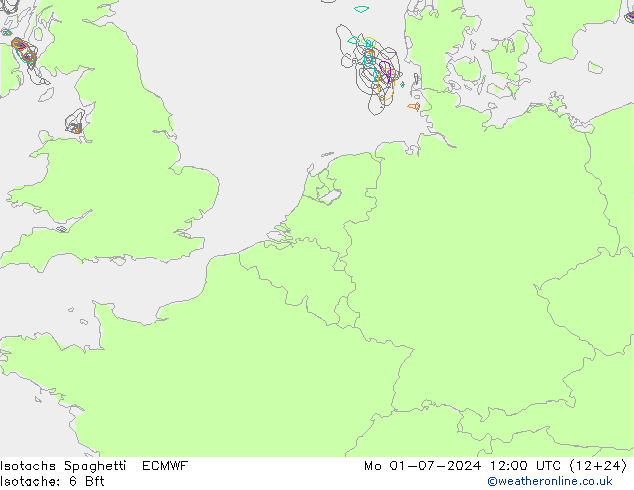 Isotachen Spaghetti ECMWF ma 01.07.2024 12 UTC