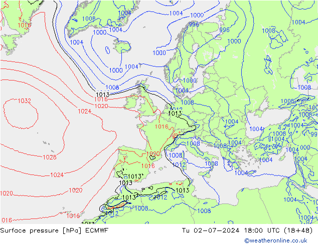Luchtdruk (Grond) ECMWF di 02.07.2024 18 UTC