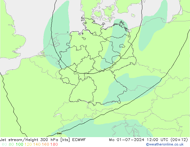 Straalstroom ECMWF ma 01.07.2024 12 UTC