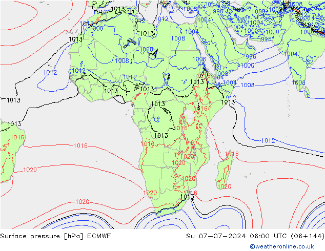 Luchtdruk (Grond) ECMWF zo 07.07.2024 06 UTC