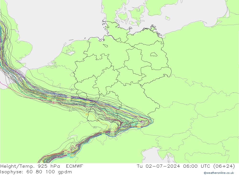 Hoogte/Temp. 925 hPa ECMWF di 02.07.2024 06 UTC