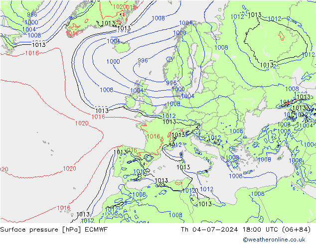 Luchtdruk (Grond) ECMWF do 04.07.2024 18 UTC
