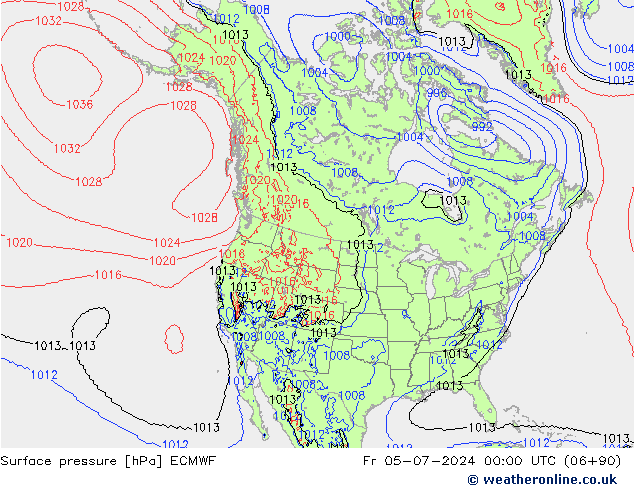 Luchtdruk (Grond) ECMWF vr 05.07.2024 00 UTC