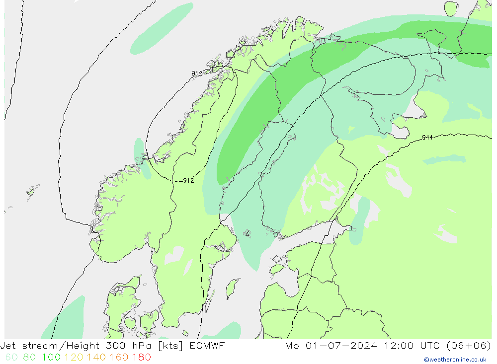 高速氣流 ECMWF 星期一 01.07.2024 12 UTC