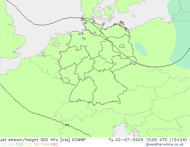 高速氣流 ECMWF 星期二 02.07.2024 12 UTC