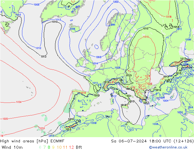 Windvelden ECMWF za 06.07.2024 18 UTC