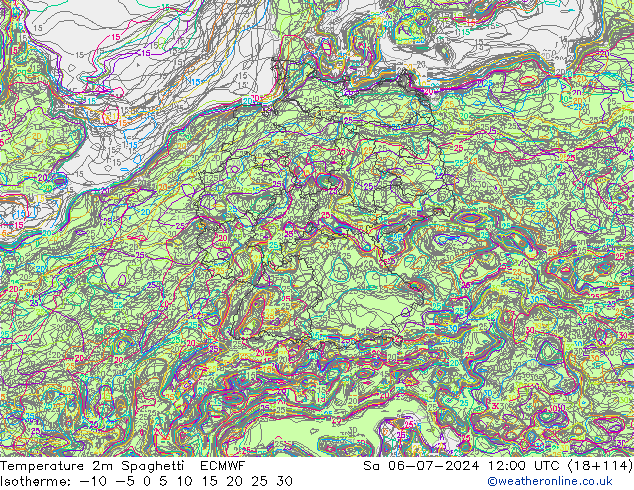 Temperatuurkaart Spaghetti ECMWF za 06.07.2024 12 UTC