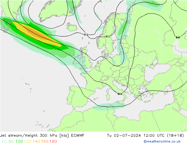 Straalstroom ECMWF di 02.07.2024 12 UTC