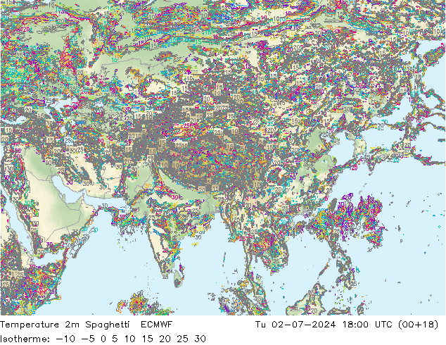 Temperatuurkaart Spaghetti ECMWF di 02.07.2024 18 UTC