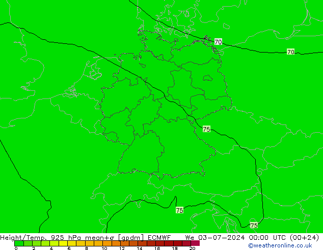 Hoogte/Temp. 925 hPa ECMWF wo 03.07.2024 00 UTC