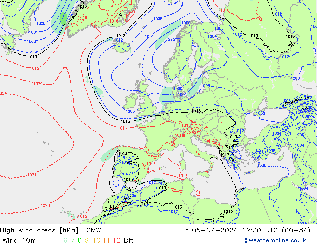 Windvelden ECMWF vr 05.07.2024 12 UTC