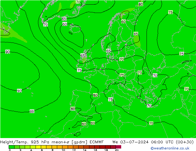 Hoogte/Temp. 925 hPa ECMWF wo 03.07.2024 06 UTC