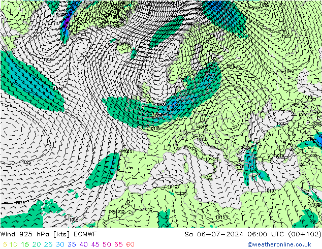Wind 925 hPa ECMWF za 06.07.2024 06 UTC