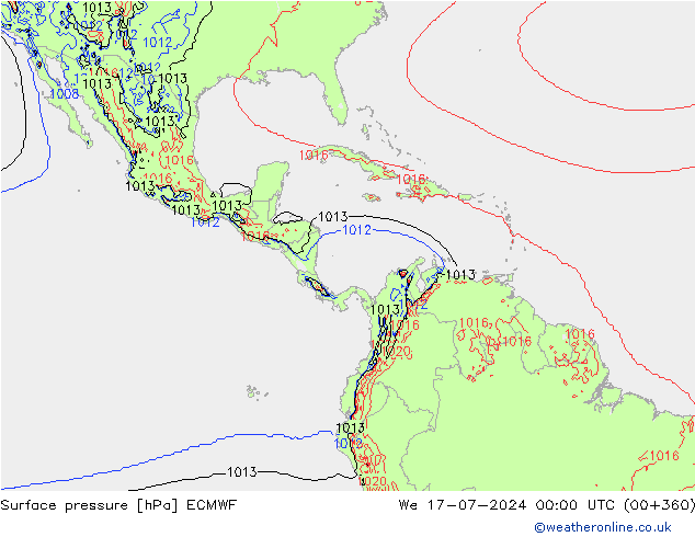 Luchtdruk (Grond) ECMWF wo 17.07.2024 00 UTC