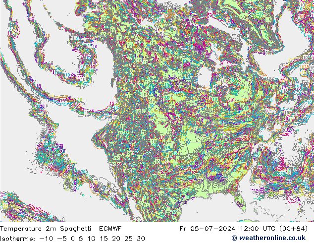 Temperatuurkaart Spaghetti ECMWF vr 05.07.2024 12 UTC