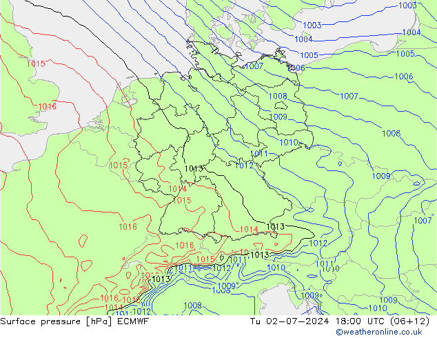 Luchtdruk (Grond) ECMWF di 02.07.2024 18 UTC
