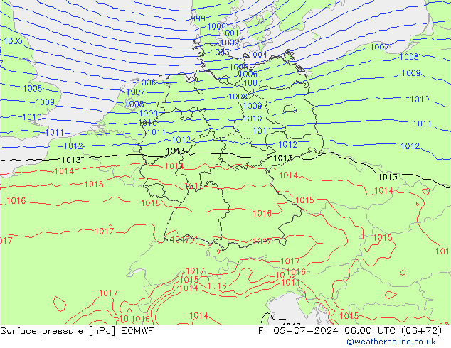 地面气压 ECMWF 星期五 05.07.2024 06 UTC