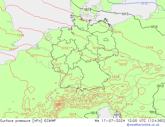 地面气压 ECMWF 星期三 17.07.2024 12 UTC