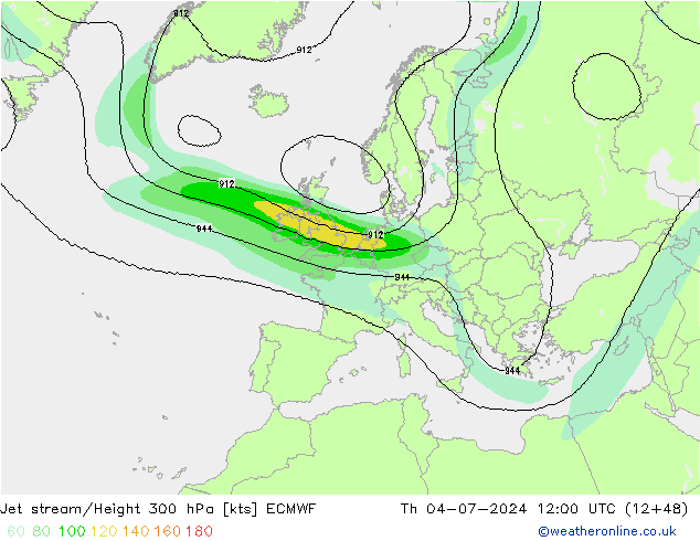 高速氣流 ECMWF 星期四 04.07.2024 12 UTC