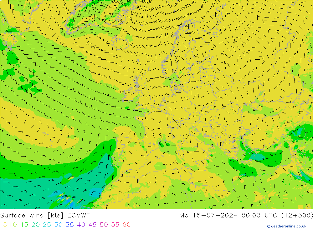 Wind 10 m ECMWF ma 15.07.2024 00 UTC