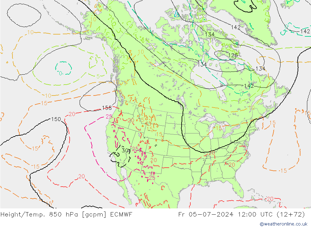 Height/Temp. 850 hPa ECMWF 星期五 05.07.2024 12 UTC