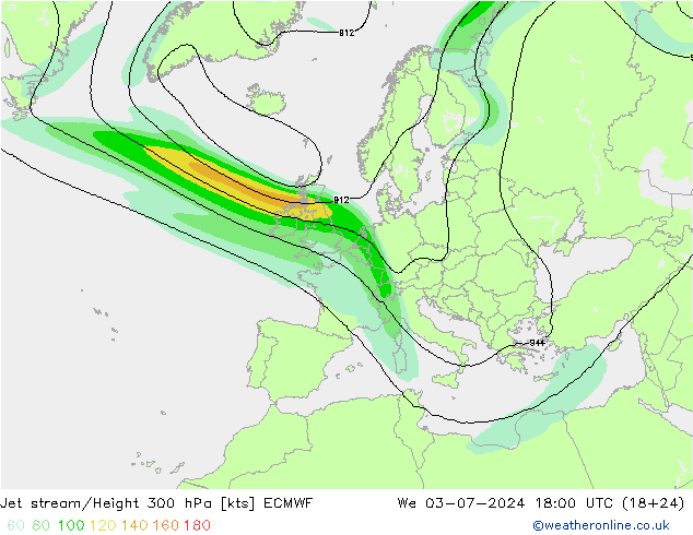 高速氣流 ECMWF 星期三 03.07.2024 18 UTC