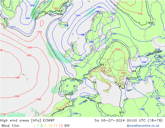 Windvelden ECMWF za 06.07.2024 00 UTC