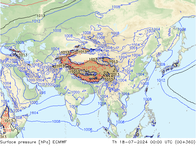 Luchtdruk (Grond) ECMWF do 18.07.2024 00 UTC
