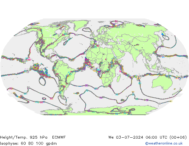 Height/Temp. 925 hPa ECMWF 星期三 03.07.2024 06 UTC