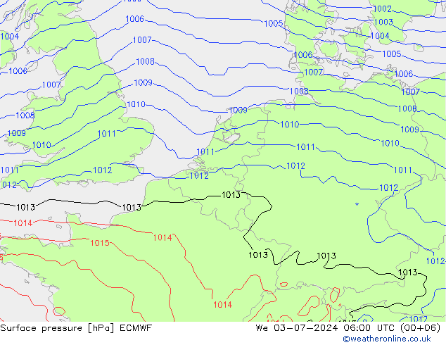 地面气压 ECMWF 星期三 03.07.2024 06 UTC