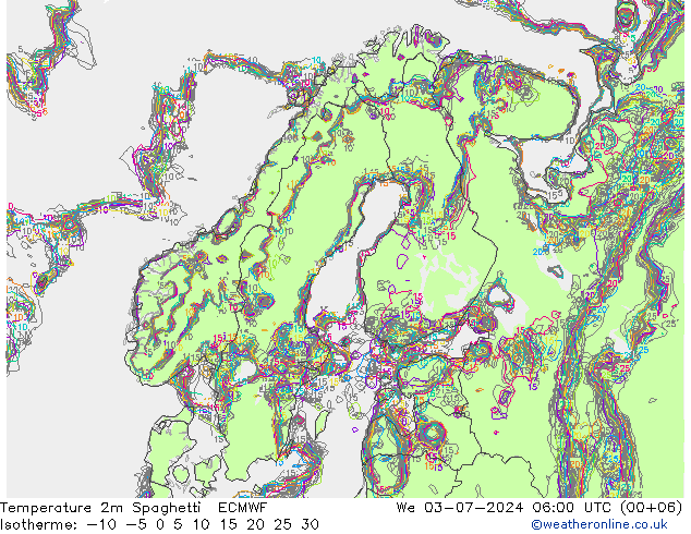 Temperatuurkaart Spaghetti ECMWF wo 03.07.2024 06 UTC