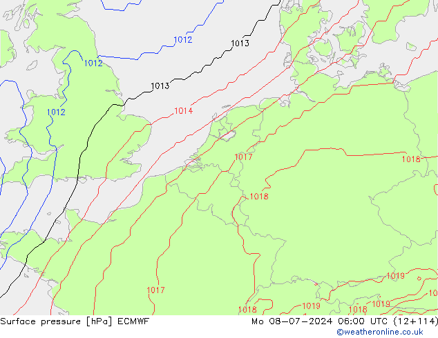 地面气压 ECMWF 星期一 08.07.2024 06 UTC