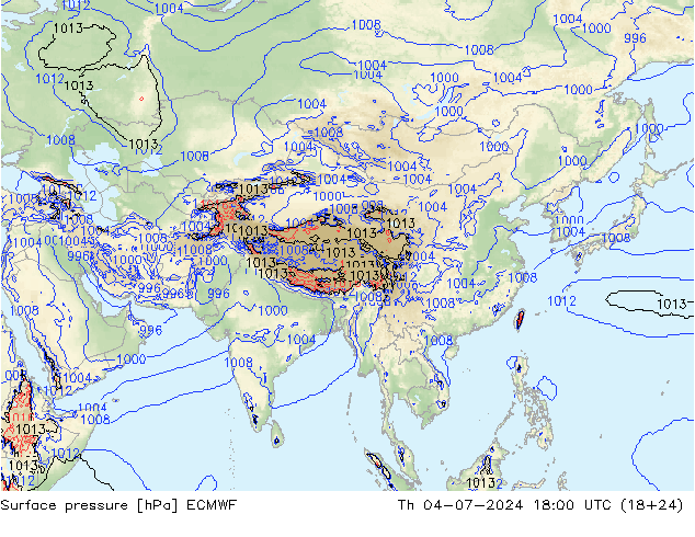 Luchtdruk (Grond) ECMWF do 04.07.2024 18 UTC